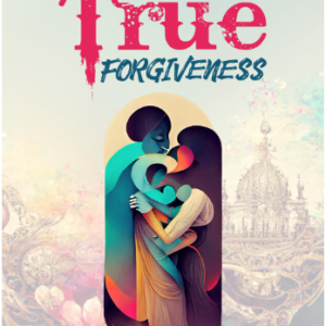 A poster of two people embracing in front of a building.